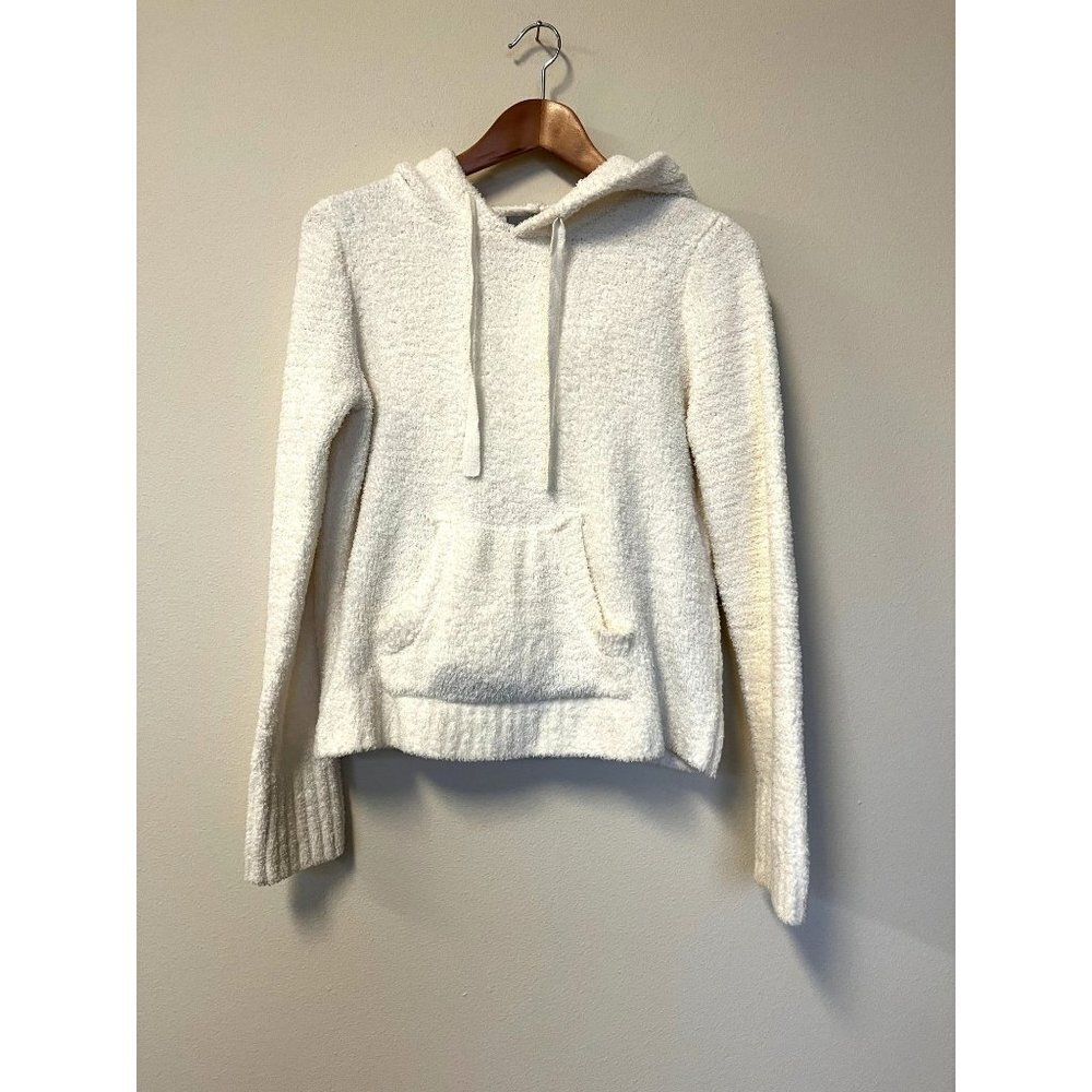 Marled Cream Fuzzy Sweater with Hoodie M - Picture 1 of 10